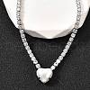Brass Pave Clear Cubic Zirconia Tennis Necklaces NJEW-K287-02P-2