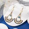 Synthetic Blue Spinel & Glass Dangle Earrings EJEW-MZ00290-2
