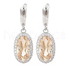 Brass Pave Cubic Zirconia Oval Stud Earrings for Women EJEW-I304-24P-10-1