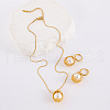 Round Stainless Steel Hoop Earrings & Pendant Necklaces Sets LE3602-3-4