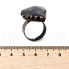 Natural Labradorite and Brass Cuff Rings RJEW-Q025-01A-5
