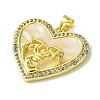 Mother's Day Real 18K Gold Plated Brass Micro Pave Clear Cubic Zirconia Pendants KK-H472-13G-04-2