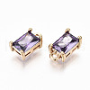 Brass Glass Rhinestone Pendants X-GLAA-S179-21B-RS-2