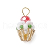 Glass Seed Beaded Cupcake Pendants PALLOY-MZ00581-05-1