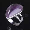 Teardrop Natural Amethyst Adjustable Rings PW-WG1EE83-01-1