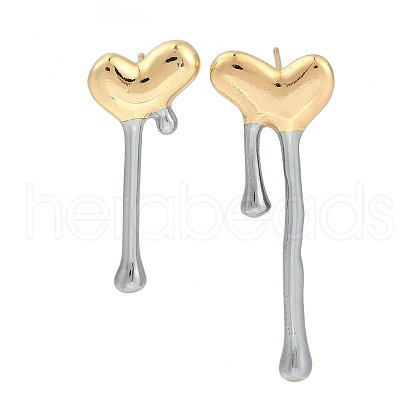 Heart Rack Plating Brass Stud Earrings EJEW-S235-01GP-1