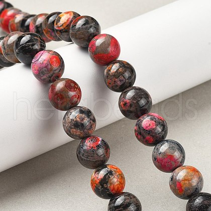 Natural Multi-Color Agate Beads Strands G-A261-B06-14mm-1