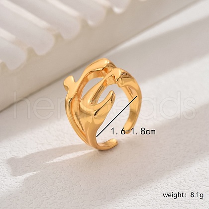 Chic Brass Wave Asymmetrical Open Cuff Ring for Women Party KC7401-1