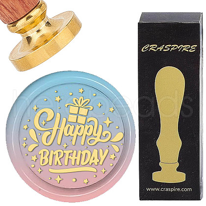 Brass Wax Seal Stamps with Wood Handle AJEW-WH0412-0055-1