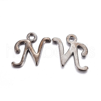 Gunmetal Plated Alloy Letter Pendants PALLOY-P097-03-N-1