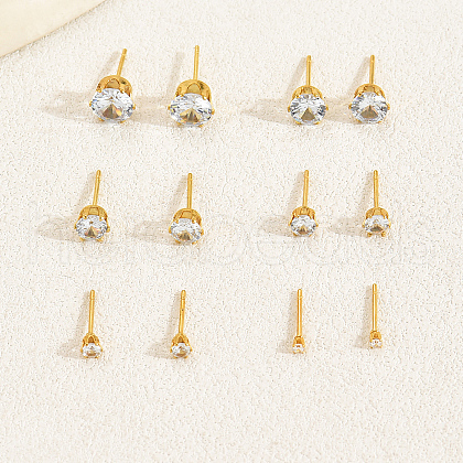 Elegant 12-Piece Zirconia Stud Earrings Set for Women RR3783-1