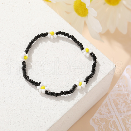 Bohemian Style Daisy Glass Seed Beaded Stretch Bracelets for Women WG677E4-06-1