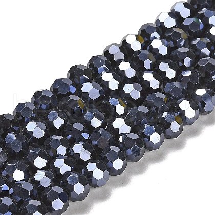 Electroplate Opaque Glass Beads Strands EGLA-A035-P8mm-A18-1