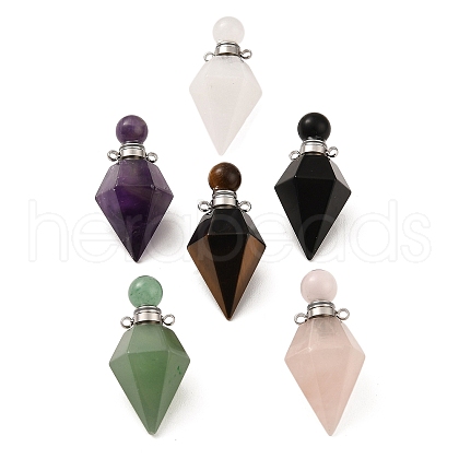 Natural Mixed Stone Openable Perfume Bottle Pendants G-F754-03P-1