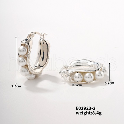 Mother's Day Jewellery Delicate Pearl Hoop Earrings Fashionable Cute Sweet Ear Jewelry Accessories JZ7732-2-1
