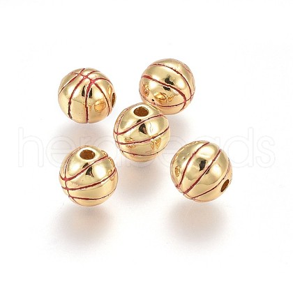 Brass Enamel Beads KK-L179-07G-1