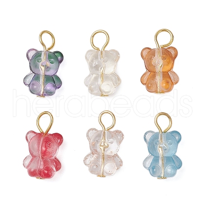 Handmade Lampwork Beads with Iron Flat Head Pins Pendants PALLOY-JF03596-1