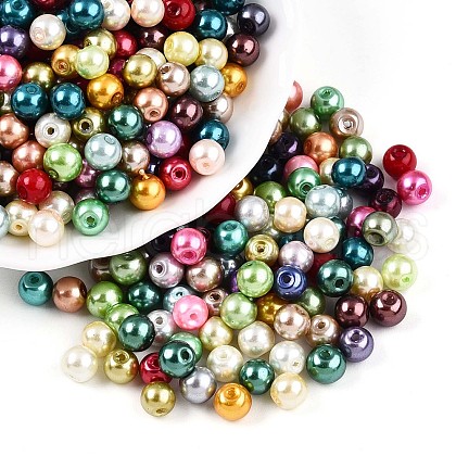 Baking Painted Pearlized Glass Pearl Beads X1-HY-Q003-6mm-M01-1