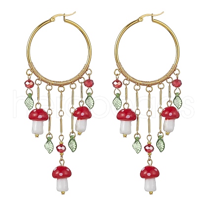 Golden Brass Hoop Earrings EJEW-JE05669-1