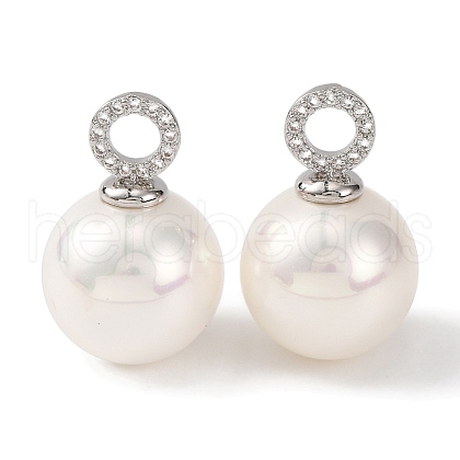 Rack Plating Brass Micro Pave Clear Cubic Zirconia Pendants KK-B103-01B-P-1