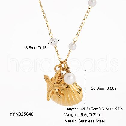 Summer Shell Shape & Starfish Stainless Steel Pendant Necklaces ME5016-3-1