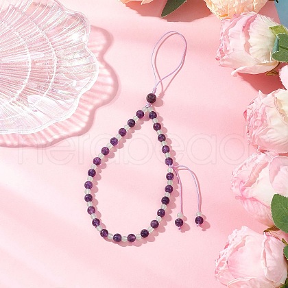 Natural Amethyst Mobile Straps HJEW-JM03418-02-1