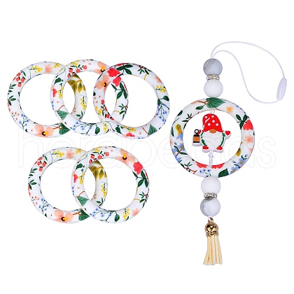 5Pcs Ring Food Grade Eco-Friendly Silicone Focal Beads JX894E-1