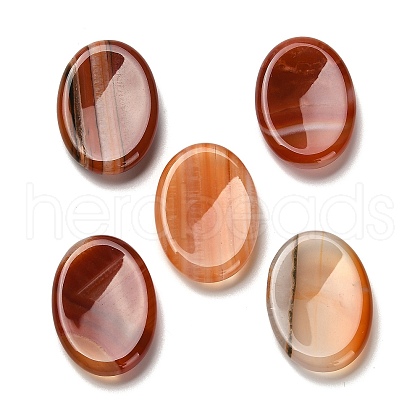Mother's Day Gifts Oval Natural Red Banded Agate Worry Stone G-H073-06C-1