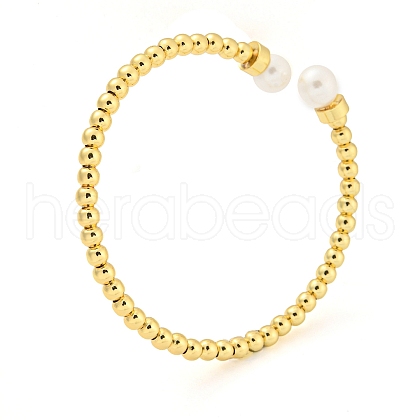 Rack Plating Brass Cuff Bangles with Plastic Pearl BJEW-L460-004-1
