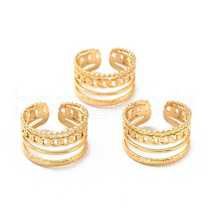 Ion Plating(IP) 304 Stainless Steel Finger Rings RJEW-L102-03G-1