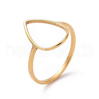 Ion Plating(IP) 201 Stainless Steel Teardrop Finger Ring RJEW-J051-15G-1