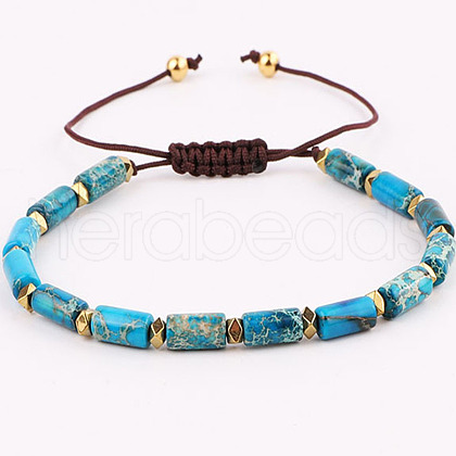 Column Natural Imperial Jasper Beaded Bracelets KU7824-6-1