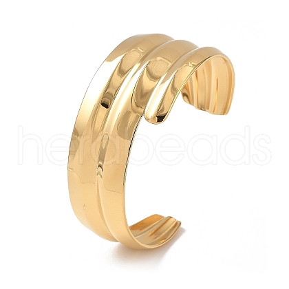 Ion Plating(IP) 304 Stainless Steel Cuff Bangles for Women BJEW-Z078-19G-1