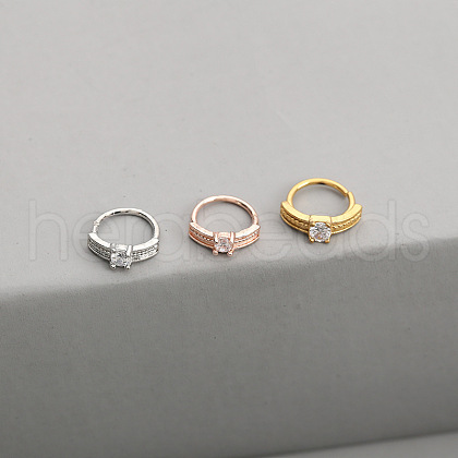 316L Surgical Stainless Steel Micro Pave Clear Cubic Zirconia Cartilage Earrings WG933E5-16-1