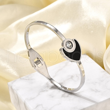 304 Stainless Steel Hinged Enamel Bangles for Women BJEW-F474-43P-1
