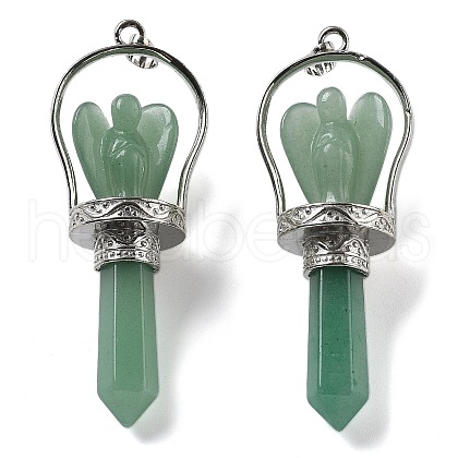 Natural Green Aventurine Pointed Big Pendants KK-H491-01P-07-1