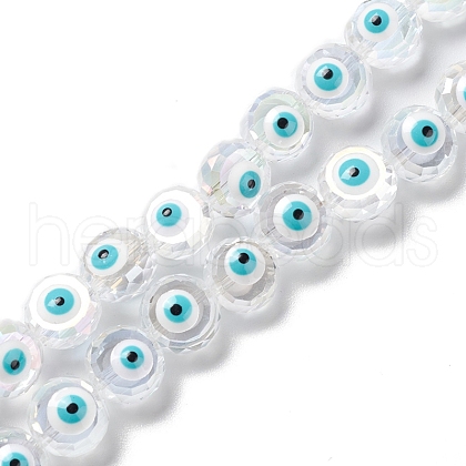 Transparent Evil Eye Glass Beads Strands LAMP-K037-06G-1
