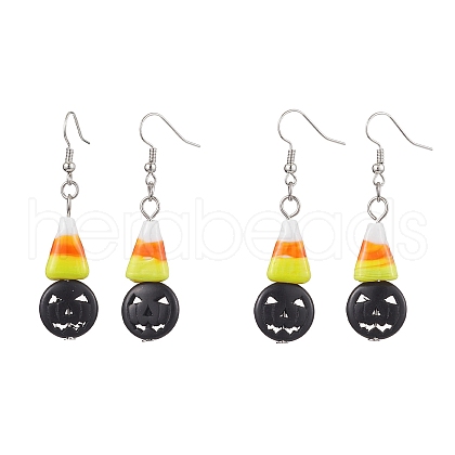 Halloween Candy Corn Handmade Lampwork Dangle Earrings EJEW-JE05870-1