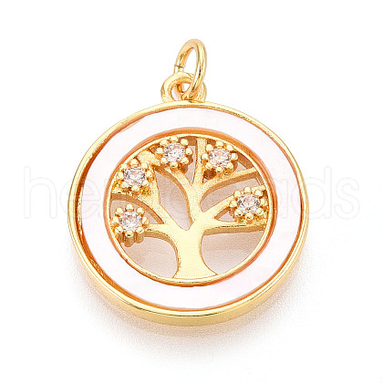 Brass Micro Pave Clear Cubic Zirconia Pendants KK-N268-76G-1