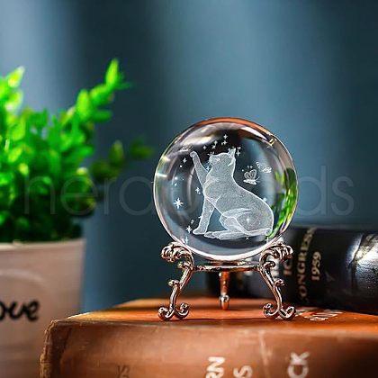 Inner Carving Glass Crystal Ball Diaplay Decoration PW-WG80134-07-1