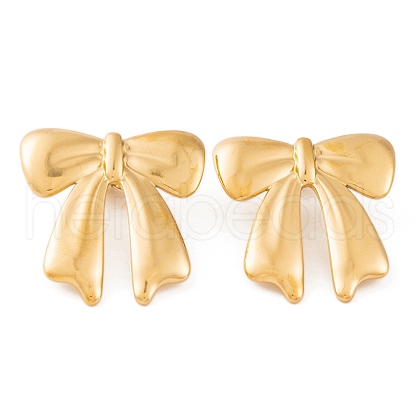 Ion Plating(IP) Bowknot 304 Stainless Steel Stud Earrings for Women EJEW-L272-026G-02-1