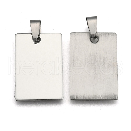 Non-Tarnish 201 Stainless Steel Rectangle Stamping Blank Tag Pendants STAS-S030-01-1