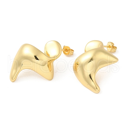 Rack Plating Brass Twist Stud Earrings for Women EJEW-D068-03G-1