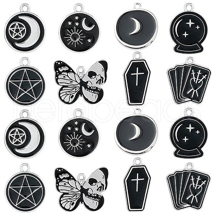 SUNNYCLUE 32Pcs 8 Style Alloy Enamel Pendants ENAM-SC0003-91-1