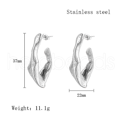 Non-Tarnish 304 Stainless Steel Twist Teardrop Stud Earrings LM6683-2-1