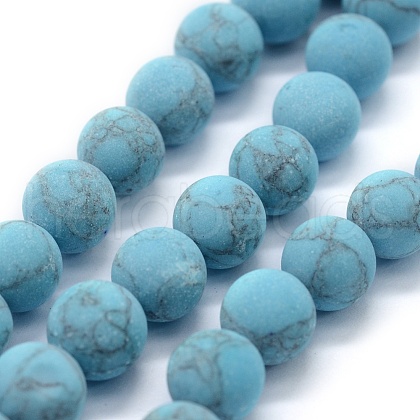 Synthetic Turquoise Beads Strands G-P387-01-8mm-1