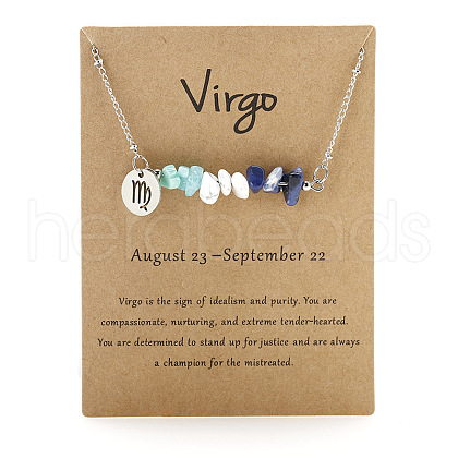 667 Stainless Steel with Natural Amazonite & Natural Howlite & Natural Sodalite Chip Pendant Necklaces FS-WGFED6E-02-1