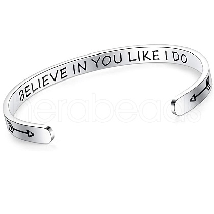 Inspirational 304 Stainless Steel Cuff Bangles FS-WG30F15-05-1