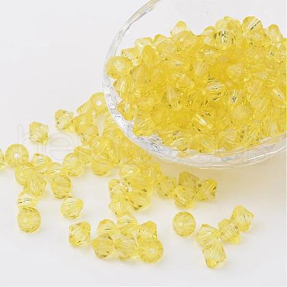 Faceted Bicone Transparent Acrylic Beads DBB6mm-90-1