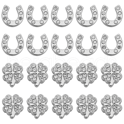 SUNNYCLUE 40Pcs 2 Styles Alloy Rhinestone Slide Charms FIND-SC0010-36-1
